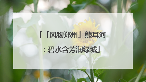 「风物郑州」熊耳河：碧水含芳润绿城
