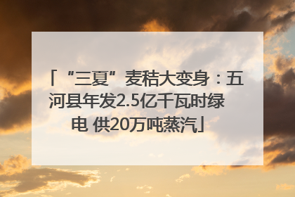 “三夏”麦秸大变身：五河县年发2.5亿千瓦时绿电 供20万吨蒸汽