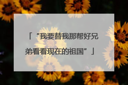 “我要替我那帮好兄弟看看现在的祖国”