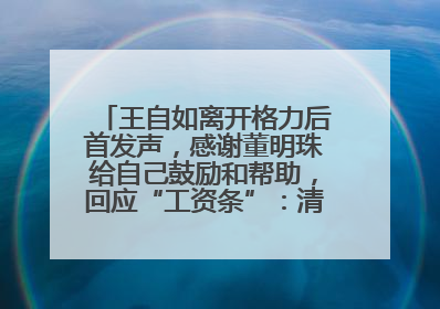 王自如离开格力后首发声，感谢董明珠给自己鼓励和帮助，回应“工资条”：清楚自己要什么，工资条不重要
