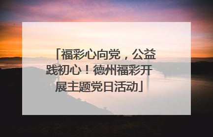 福彩心向党，公益践初心！德州福彩开展主题党日活动