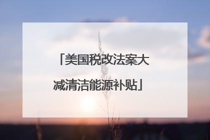美国税改法案大减清洁能源补贴