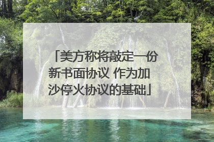 美方称将敲定一份新书面协议 作为加沙停火协议的基础