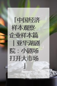 中国经济样本观察·企业样本篇︱亚华湖剧院：小剧场打开大市场