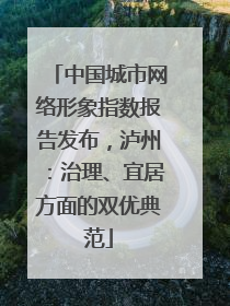 中国城市网络形象指数报告发布，泸州：治理、宜居方面的双优典范