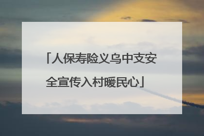 人保寿险义乌中支安全宣传入村暖民心