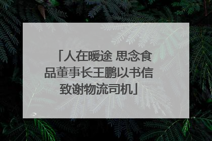 人在暖途 思念食品董事长王鹏以书信致谢物流司机