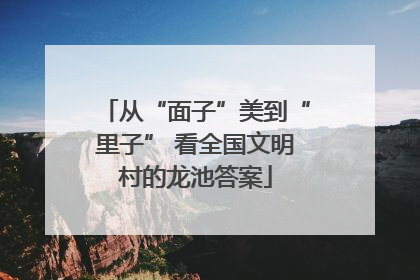 从“面子”美到“里子” 看全国文明村的龙池答案