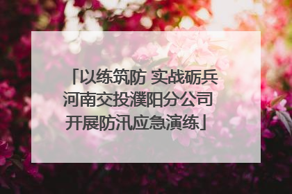 以练筑防 实战砺兵 河南交投濮阳分公司开展防汛应急演练