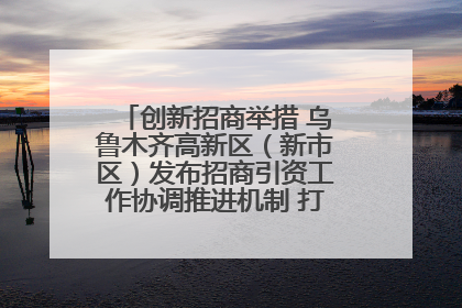 创新招商举措 乌鲁木齐高新区（新市区）发布招商引资工作协调推进机制 打造投资发展新高地