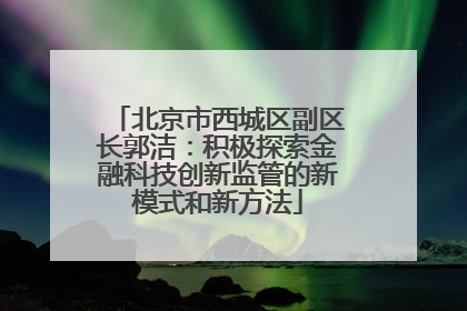 北京市西城区副区长郭洁：积极探索金融科技创新监管的新模式和新方法
