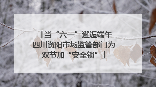 当“六一”邂逅端午 四川资阳市场监管部门为双节加“安全锁”