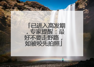 已进入高发期，专家提醒：最好不要走野路，如被咬先拍照
