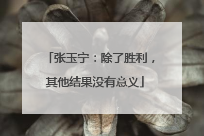 张玉宁：除了胜利，其他结果没有意义