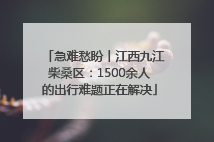 急难愁盼丨江西九江柴桑区：1500余人的出行难题正在解决