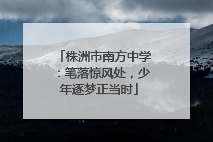 株洲市南方中学：笔落惊风处，少年逐梦正当时