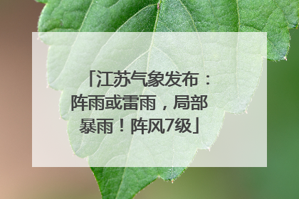 江苏气象发布：阵雨或雷雨，局部暴雨！阵风7级
