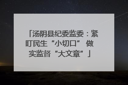 汤阴县纪委监委：紧盯民生“小切口” 做实监督“大文章”