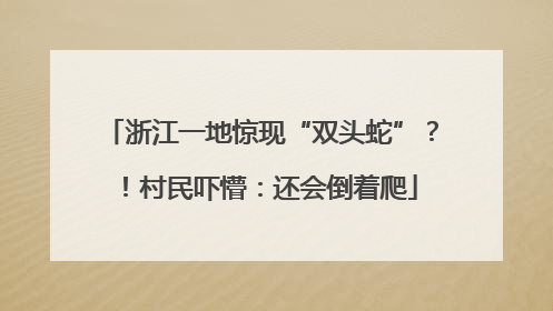 浙江一地惊现“双头蛇”？！村民吓懵：还会倒着爬