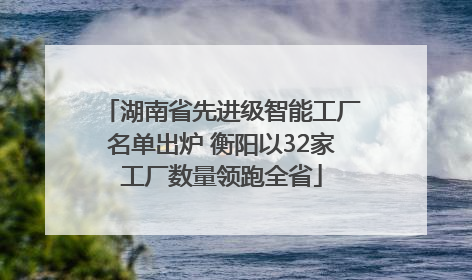 湖南省先进级智能工厂名单出炉 衡阳以32家工厂数量领跑全省