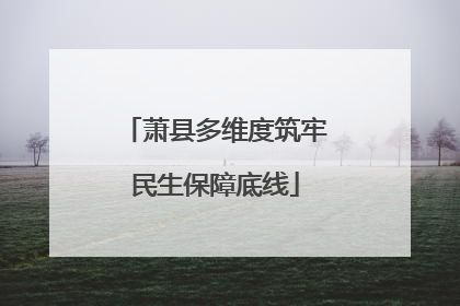 萧县多维度筑牢民生保障底线