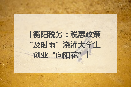 衡阳税务：税惠政策“及时雨”浇灌大学生创业“向阳花”