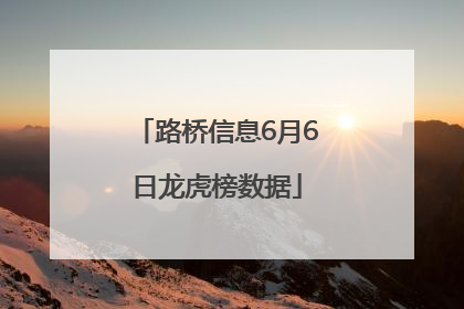 路桥信息6月6日龙虎榜数据