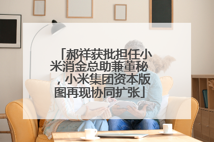 郝祥获批担任小米消金总助兼董秘，小米集团资本版图再现协同扩张