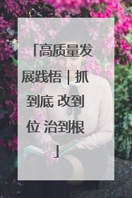 高质量发展践悟｜抓到底 改到位 治到根