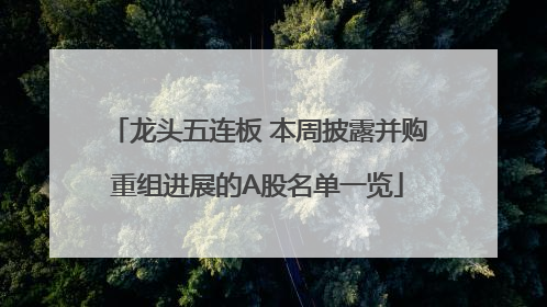 龙头五连板 本周披露并购重组进展的A股名单一览