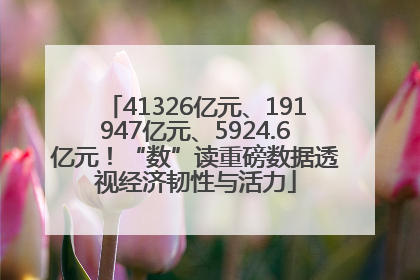 41326亿元、191947亿元、5924.6亿元！“数”读重磅数据透视经济韧性与活力