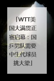 WTT美国大满贯正赛启幕：国乒男队需要中生代球员挑大梁